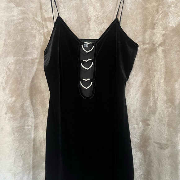 SHEIN Dresses & Skirts - SHEIN RHINESTONE HEART CUT OUT VELVET CAMI DRESS